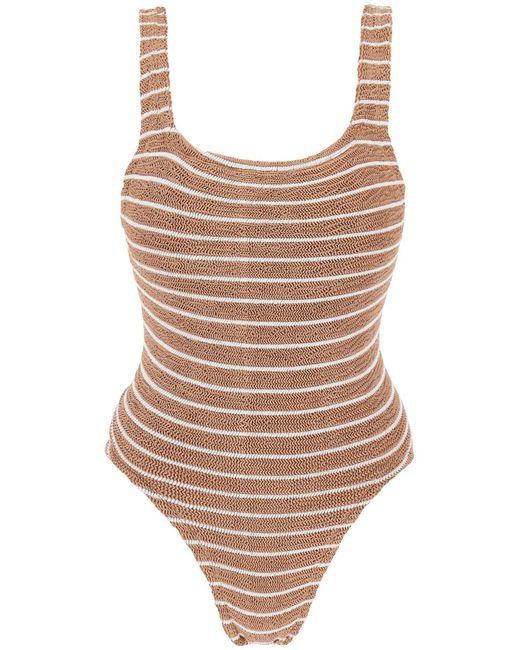 Hunza G Brown Square Neck Swimsuit