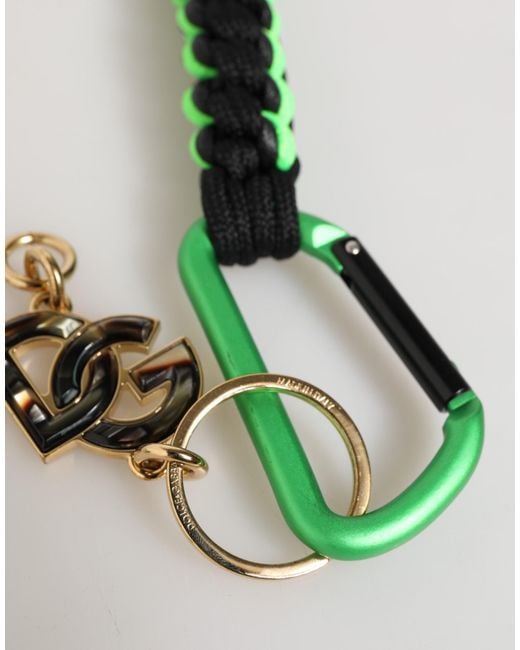 Dolce & Gabbana White Polyester Tape String Dg Logo Keychain Keyring for men