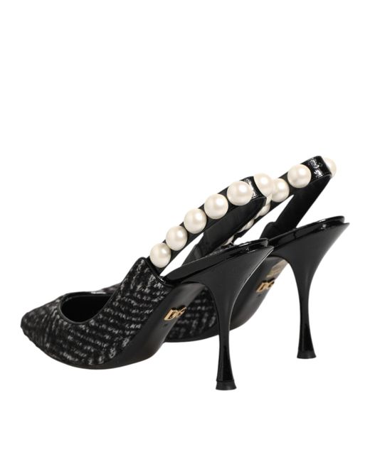 Dolce & Gabbana Black Lori Pearl Slingback Pump