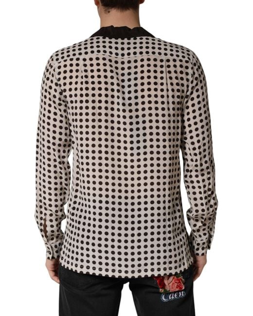 Dolce & Gabbana Black Polka Dot Silk Casual Shirt for men