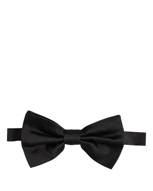 Dolce & Gabbana Men Black 100% Silk Adjustable Neck Papillon Bow Tie for men