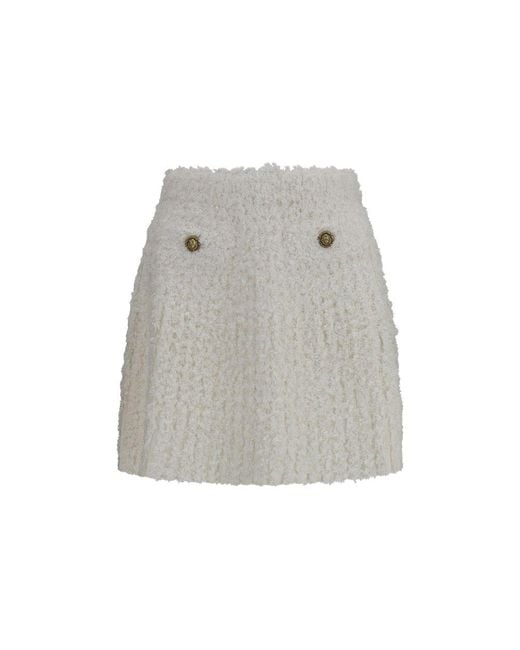 Balmain Gray White Viscose Mini Skirt