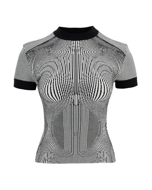 Jean Paul Gaultier Black And Striped Viscose T-Shirt