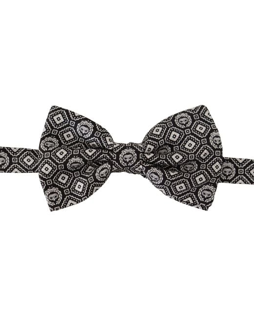 Dolce & Gabbana Black 100% Silk Adjustable Neck Papillon Tie for men