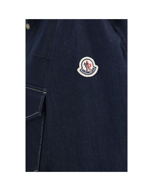 Moncler Blue Cotton Denim Jacket for men