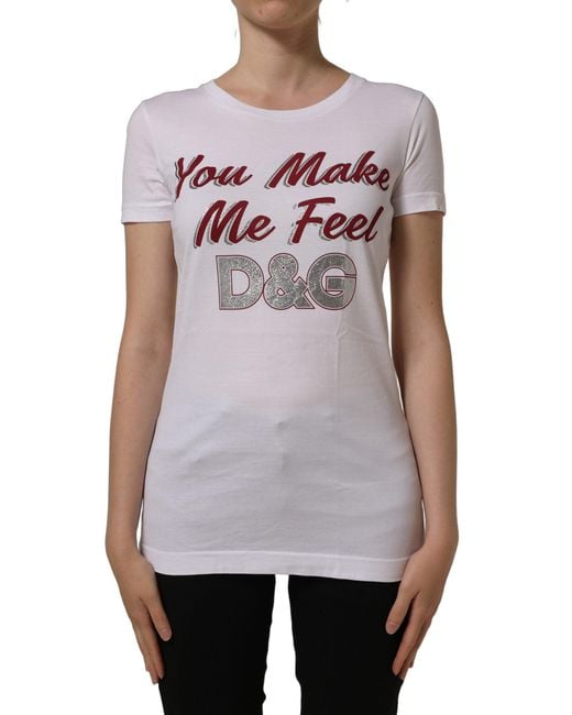 Dolce & Gabbana Multicolor White Graphic Print Cotton Crew Neck T