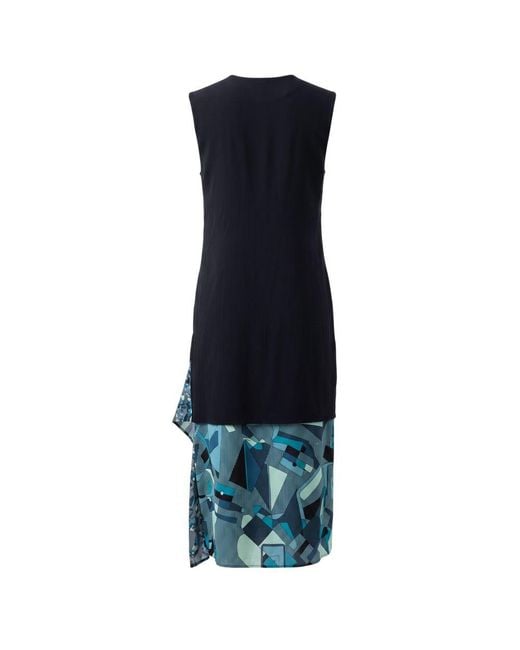 Trussardi Black Blue Silk Dress