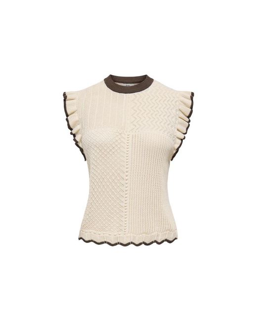 Jacqueline De Yong Natural Cotton Sleeveles T-Shirt