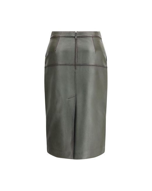 P.A.R.O.S.H. Gray Leather Pencil Skirt