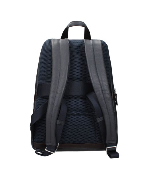 Piquadro Black Gray Leather Backpack for men
