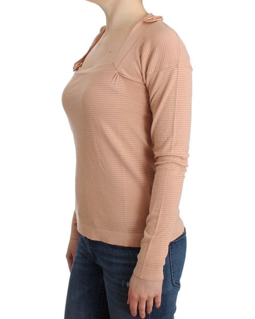 Ermanno Scervino Blue Chic Striped Wool Blend Sweater