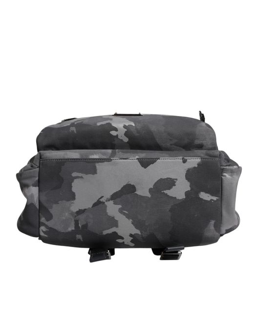 Dolce & Gabbana Gray Cotton Camouflage Logo Plaque Backpack Bag for men