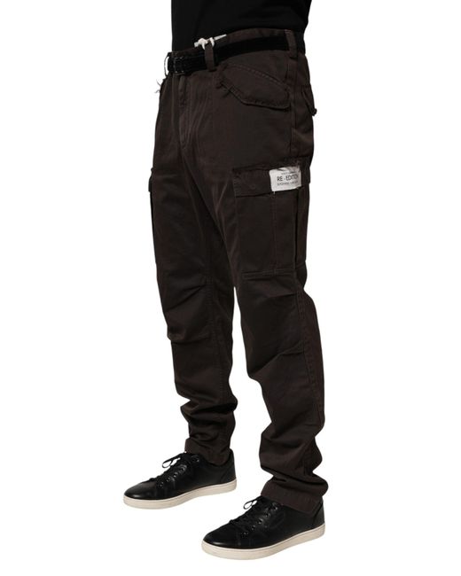 Dolce & Gabbana Black Re- Edition Cotton Cargo Pants for men