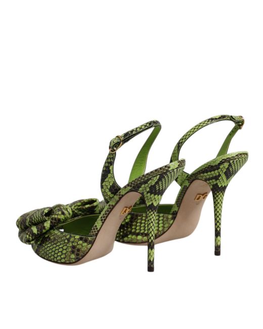 Dolce & Gabbana Green Python Leather Heels Sandals Shoes for men