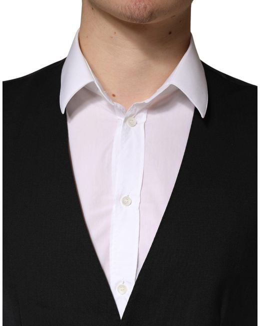 Dolce & Gabbana Black Wool Dress Formal Waistcoat Vest for men
