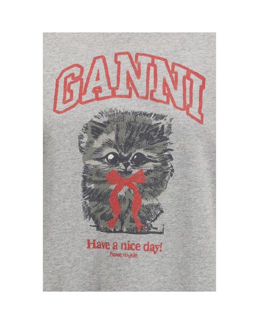 Ganni Gray Cotton Sweatshirt