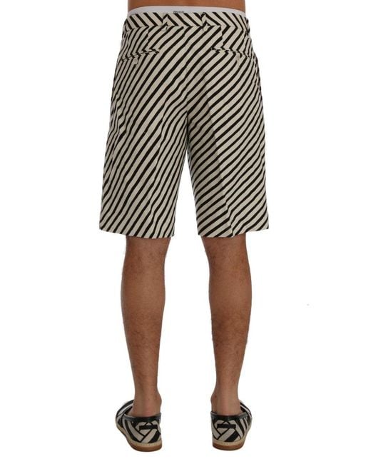 Dolce & Gabbana Black Striped Hemp Casual Shorts for men
