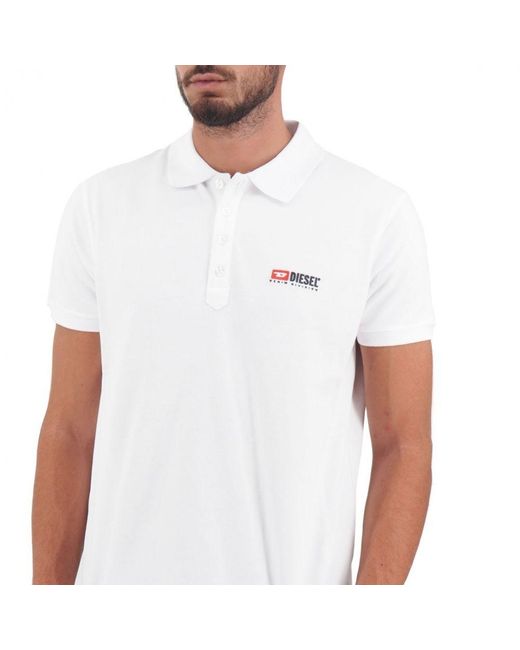 DIESEL Pristine White Cotton Polo With Contrasting Logo for men