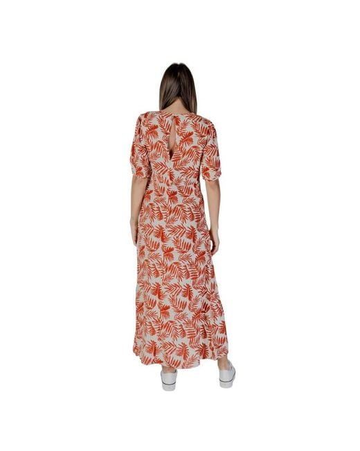 B.Young Red Viscose Long Dress