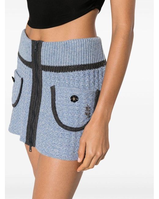 Cormio Blue Chunky-Knit Mini Skirt