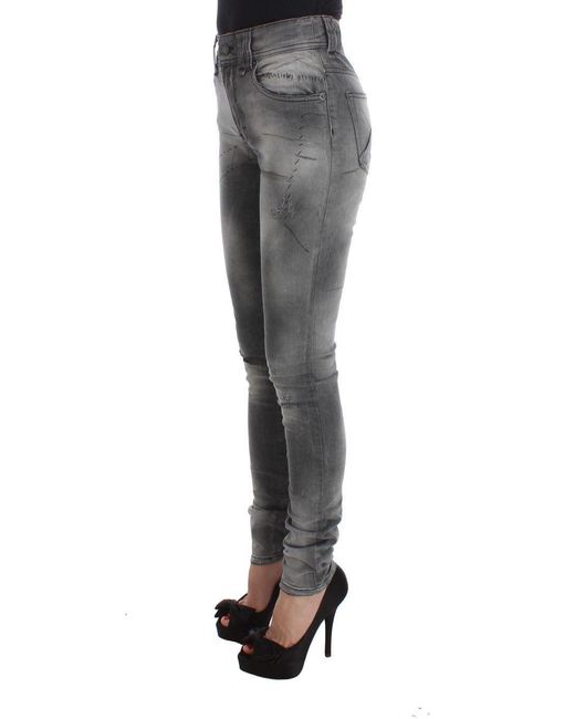 John Galliano Gray Wash Cotton Blend Slim Fit Denim Jeans Pants