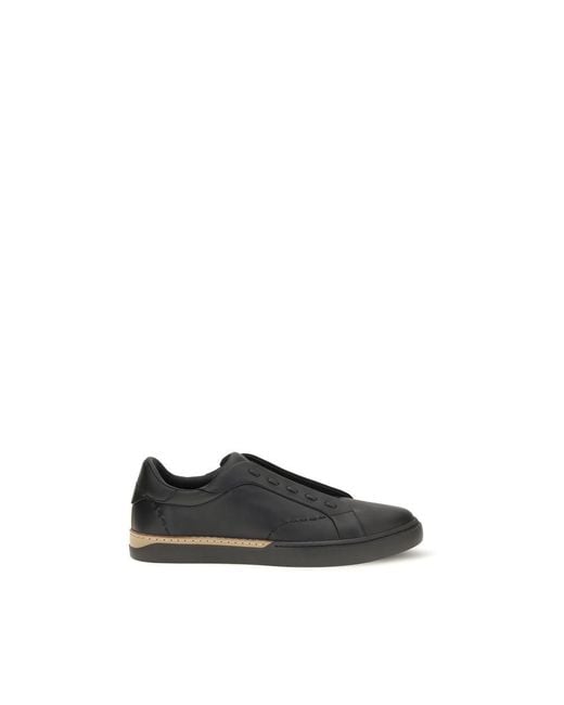 Fendi Black Calf Leather Bos Taurus Sneakers for men