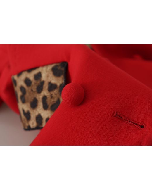 Dolce & Gabbana Red Elegant Leopard Trench Coat