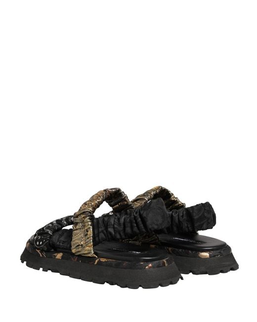 Dolce & Gabbana Black Ruching Detail Flats Sandals Shoes Leather for men