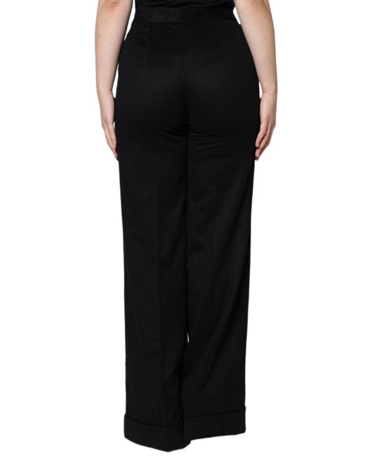 Dolce & Gabbana Black Cashmere Mid Waist Boot Cut Pants