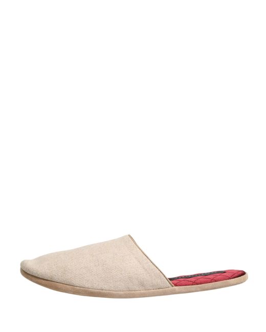 Dolce & Gabbana Multicolor Beige Shetland Wool Red Quilted Slippers Shoes for men