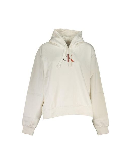 Calvin Klein White Chic Fleece Hooded Sweatshirt