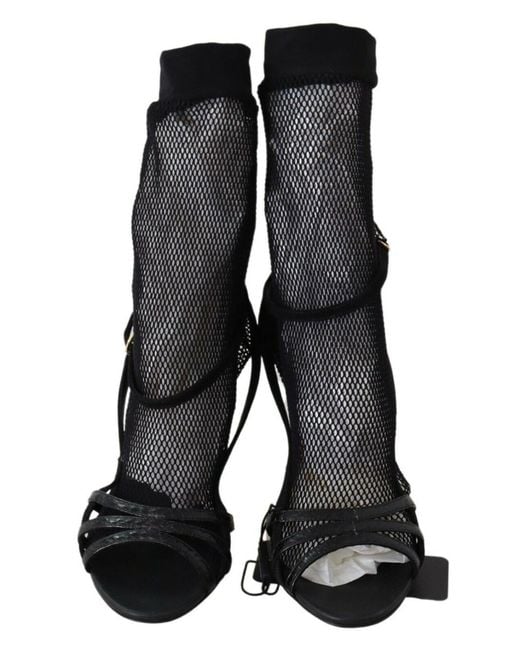 Dolce & Gabbana Black Suede Short Boots Sandals Shoes