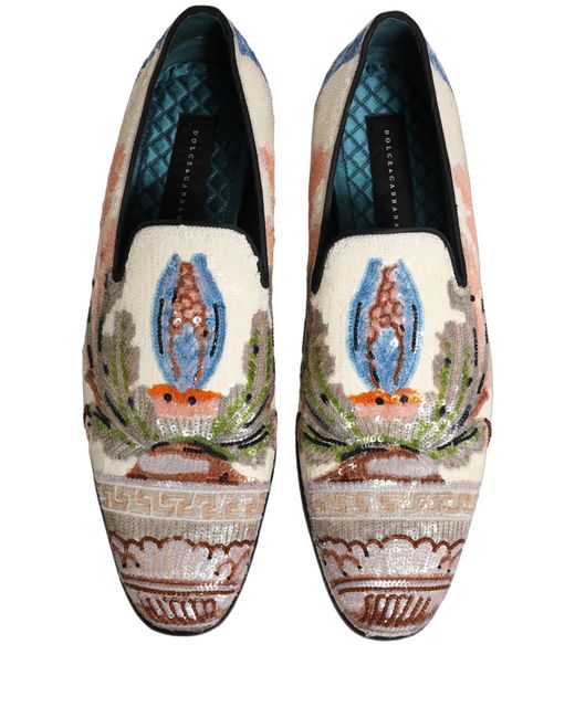 Dolce & Gabbana Multicolor Sequin Embroidered Loafers Men\'s Shoes Dolce & Gabbana Multicolor Sequin Embroidered Loafers Men main image 2