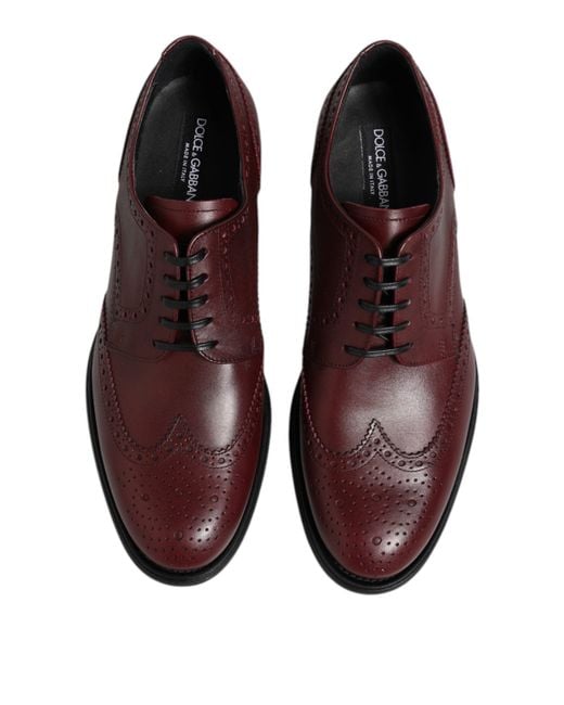 Dolce & Gabbana Brown Leather Lace Up Derby Dress Shoes for men