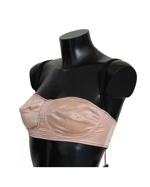 Dolce & Gabbana Black Straps Pink Balconcino Bra
