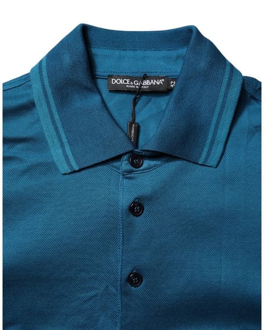Dolce & Gabbana Blue Embroidered Logo Polo Shirt for men