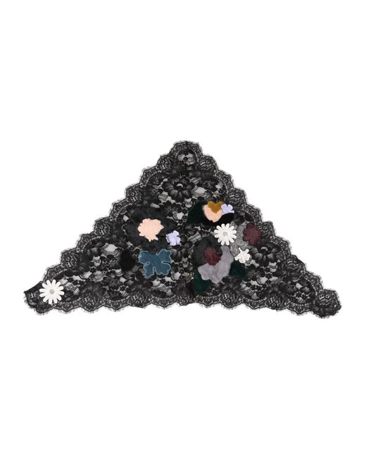 Dolce & Gabbana Black Lace Floral Applique Cotton Veil Hat for men