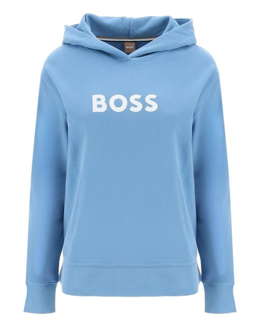 Boss Blue Logo Printed Hoodie
