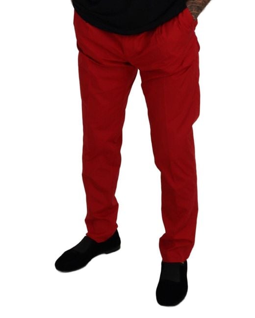 Dolce & Gabbana Red Elegant Slim Fit Crimson Chinos for men