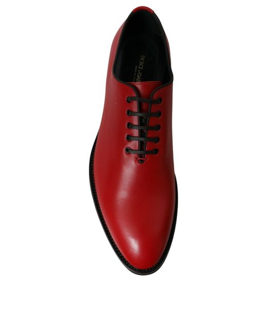 Dolce & Gabbana Red Leather Lace Up Oxford Men Dress Shoes for men