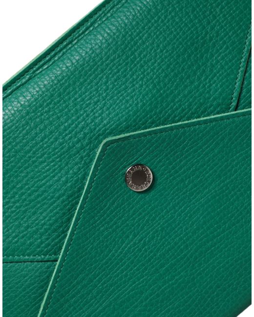 Dolce & Gabbana Green Leather Handbag Clutch Mini Purse Pouch Tablet Case