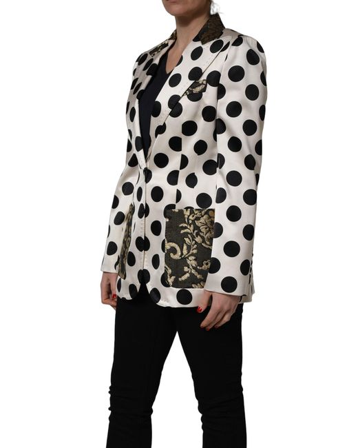 Dolce & Gabbana Black White Brocade Polka