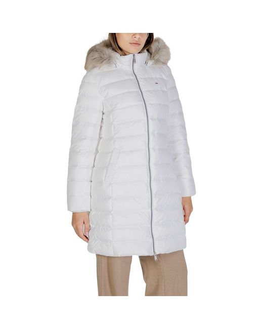 Tommy Hilfiger Gray White Recycled Polyester Jackets & Coat