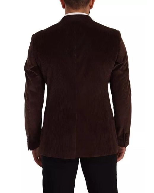 Dolce & Gabbana Black Corduroy Slim Fit Coat Dg Logo Blazer for men