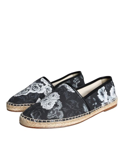 Dolce & Gabbana Multicolor Floral Cotton Leather Espadrilles Shoes for men