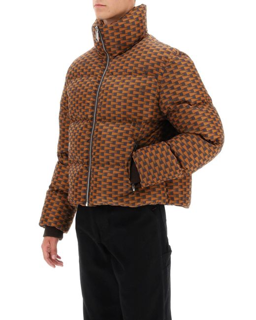 Bally Brown Short Puffer Jacket With Pennant Motif for men