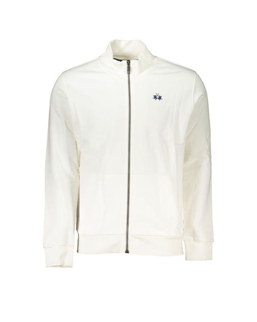 La Martina White Elegant Fleece Sweatshirt for men