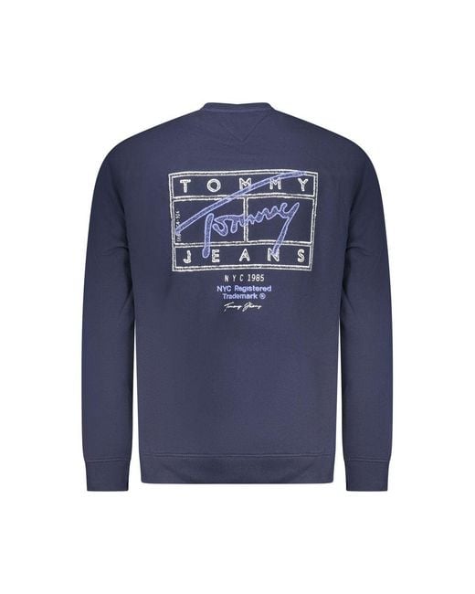Tommy Hilfiger Blue Oversized Cotton-Blend Hoodie With Front Pocket for men