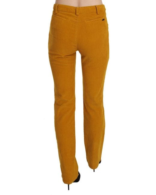 CoSTUME NATIONAL White Orange High Waist Straight Trouser Pants