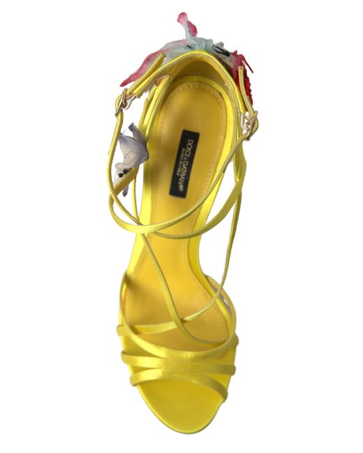 Dolce & Gabbana Metallic Yellow Keira Butterfly Appliqués Sandals